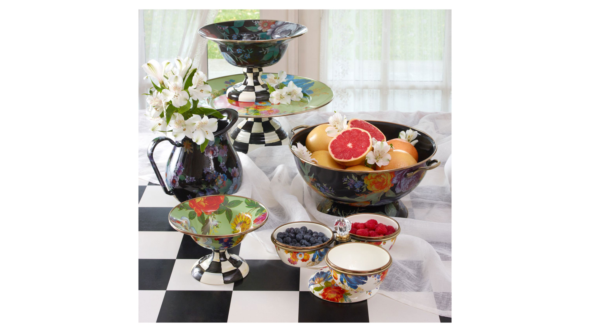 10654509 Mackenzie-Childs Блюдо сервировочное (черное) Flower Market Сталь  - Вид №1