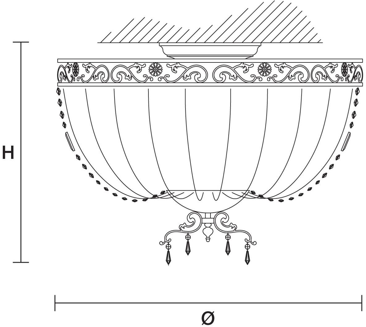 Masiero Потолочный светильник из латуни с кристаллами Impero & deco sun-id-1362042 - Вид №1