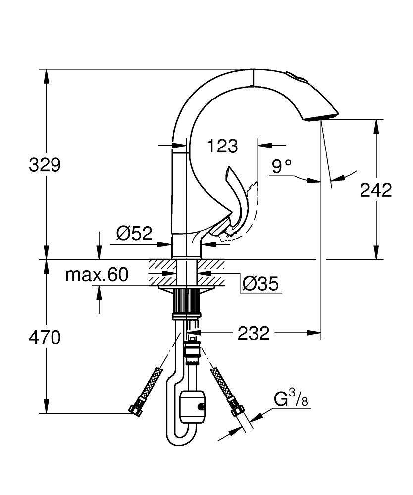 33782000 Смеситель для кухни Grohe K4 хром - Вид №1