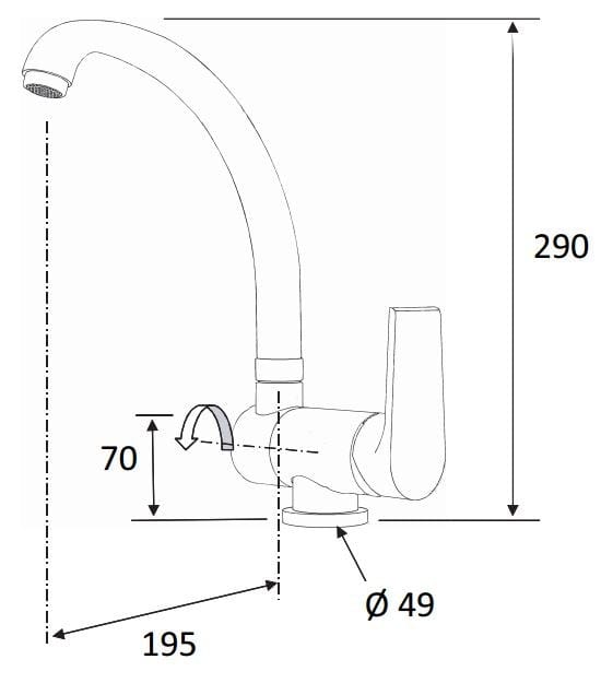 Смеситель для кухни с поворотным изливом Rubinetterie Mariani ARCH-00024804 - Вид №1