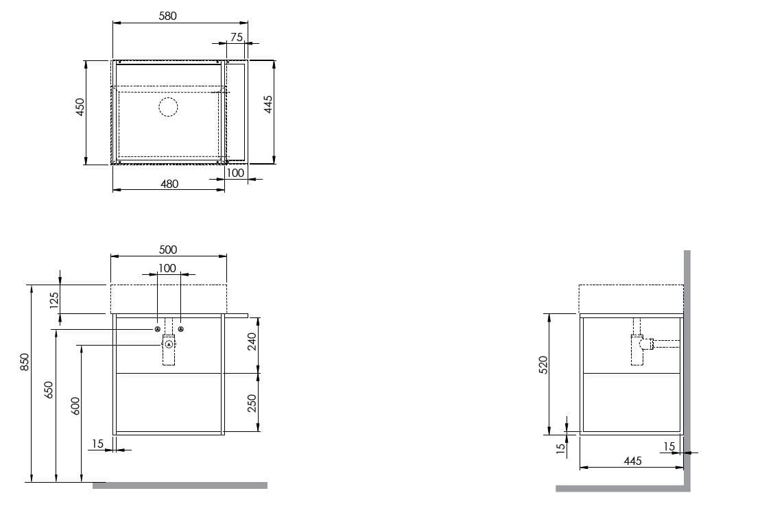 Подвесной шкаф для умывальника с выдвижными ящиками Azzurra Ceramica Elegance ARCH-00011660 - Вид №3