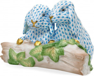 10623431 Herend Фигурка 17см "Влюбленные кролики" Фарфор, Керамика