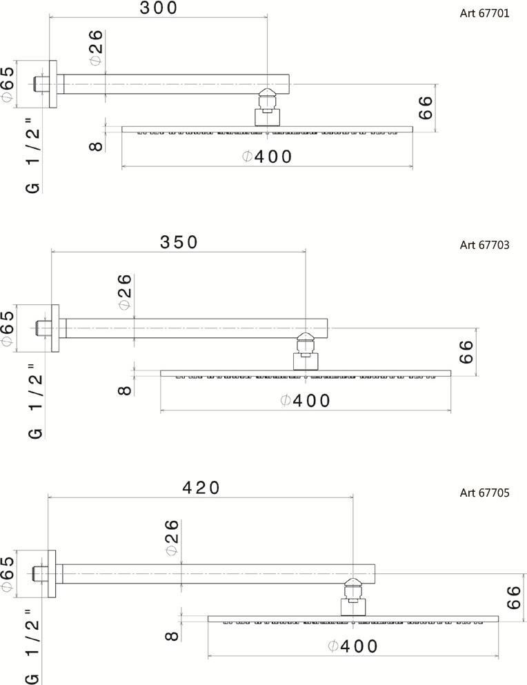 newform Настенная лейка дождевого душа из нержавеющей стали с кронштейном Head showers 67701 - Вид №1