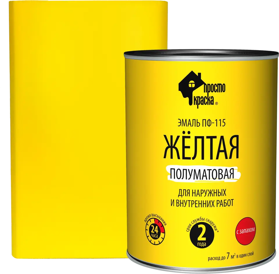 Эмаль ПРОСТОКРАСКА ПФ-115 желтая для наружных и внутренних работ 82174333