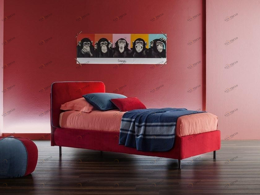 Twils Односпальная кровать с мягким изголовьем Frick sun-id-1474007