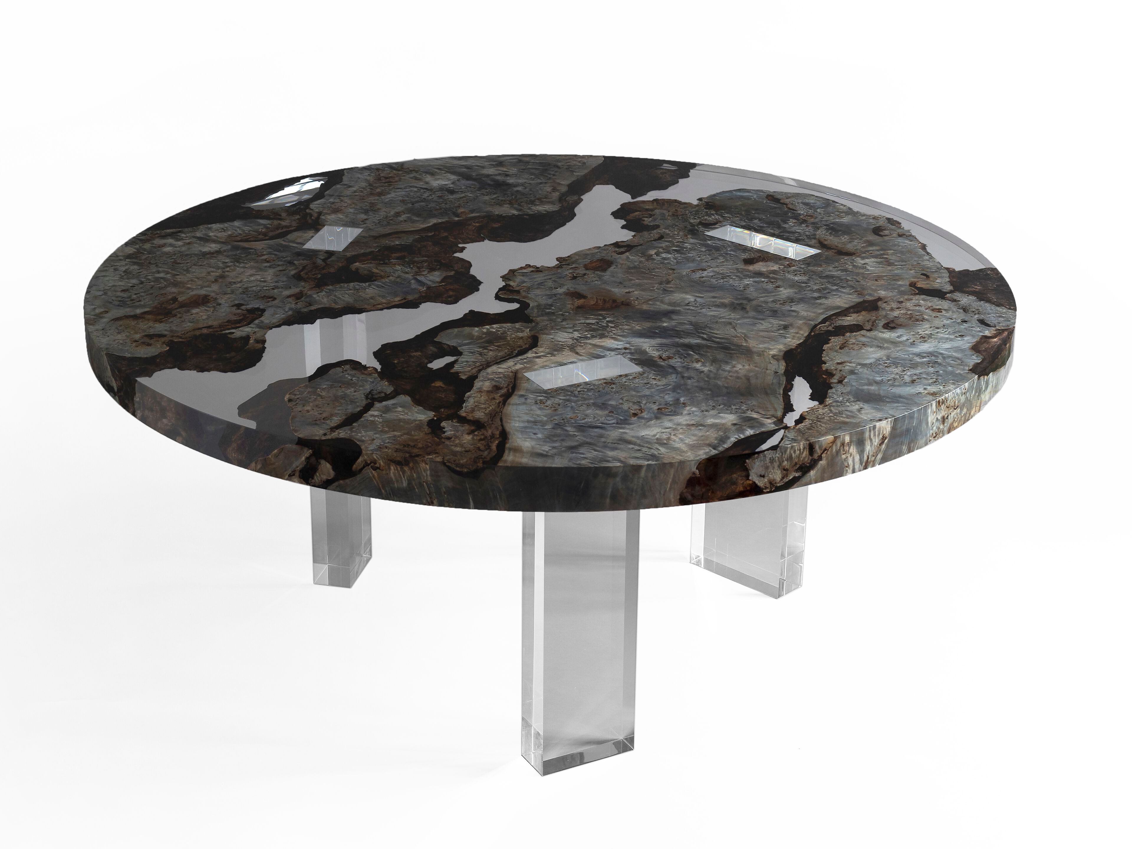 Круглый стол из тополя и смолы alcarol Geomorphic 2023 ARCH-00050621
