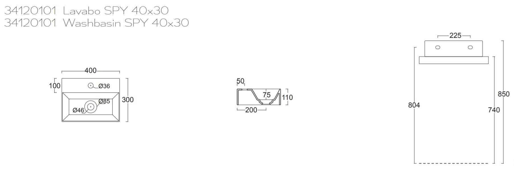 Керамическая прямоугольная столешница для мытья рук Alice Ceramica Шпион ARCH-00126165 - Вид №35