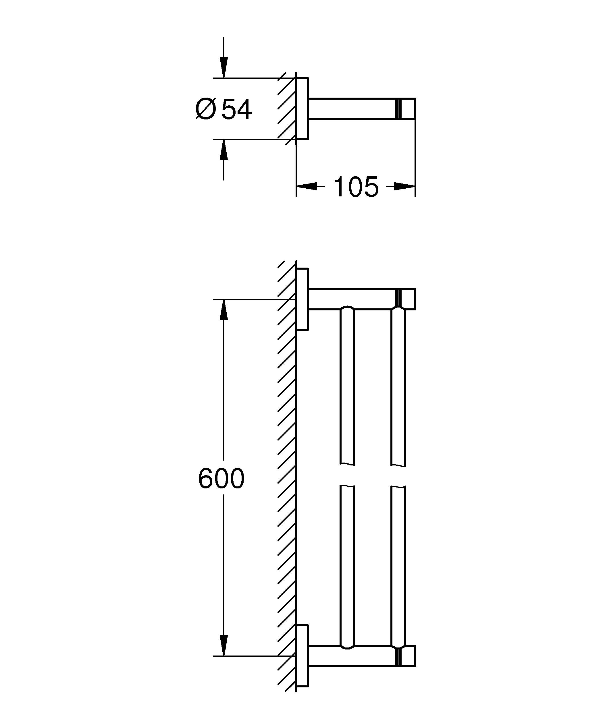 Двойной держатель для полотенца GROHE Essentials, холодный рассвет глянец (40802GL1) - Вид №1