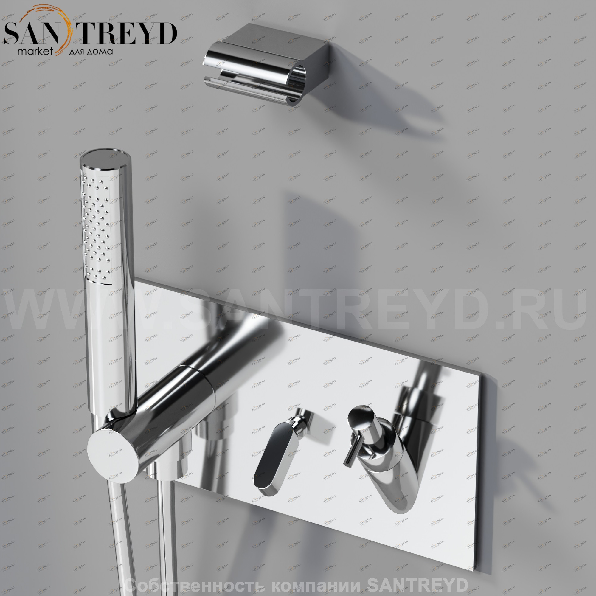 Смеситель ARUB0945NS SQUARE для душа хромированный Agape