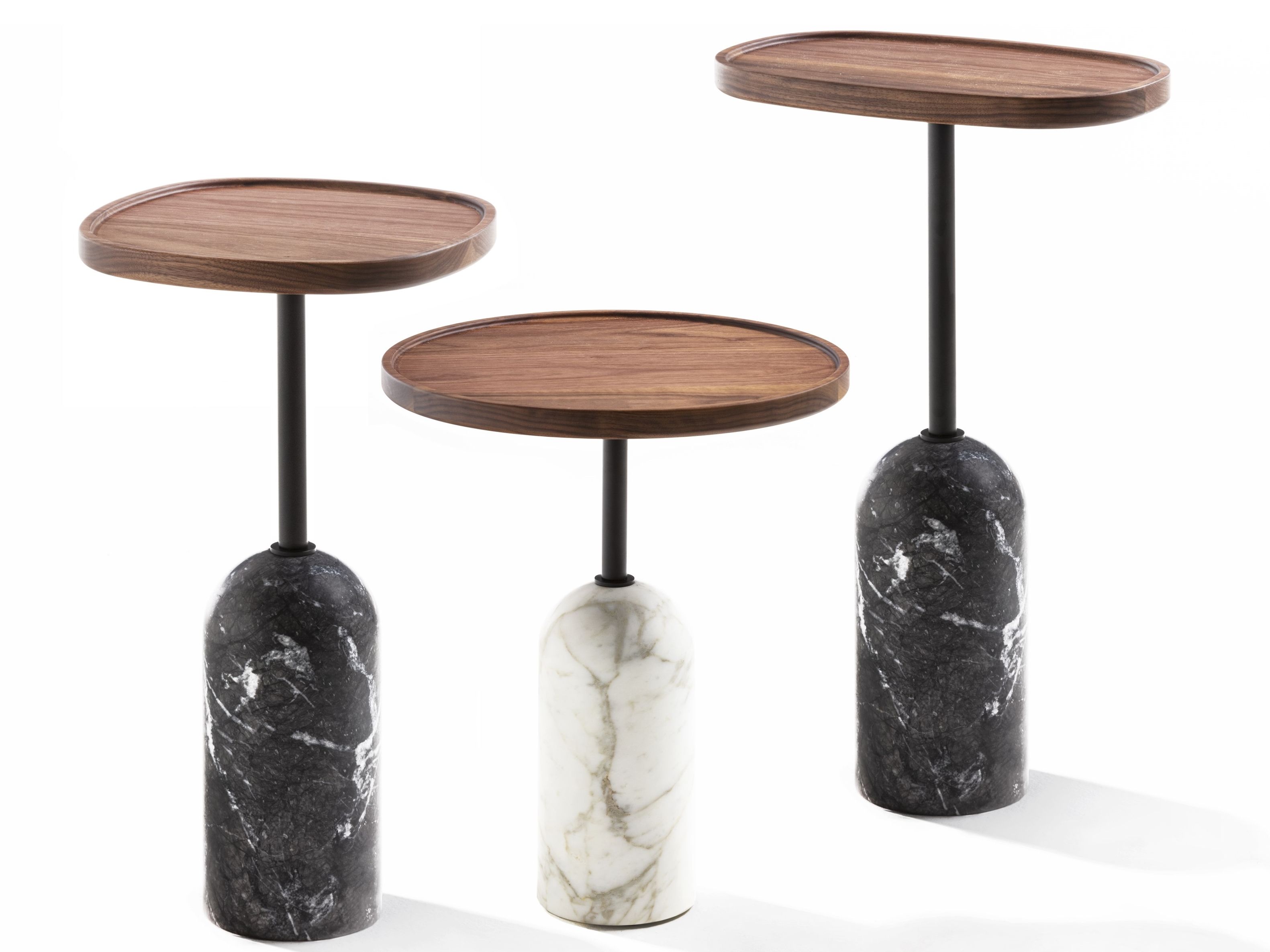 Круглый журнальный столик из каррарского мрамора и столешница из ореха Porada двадцать ARCH-00067056 - Вид №1