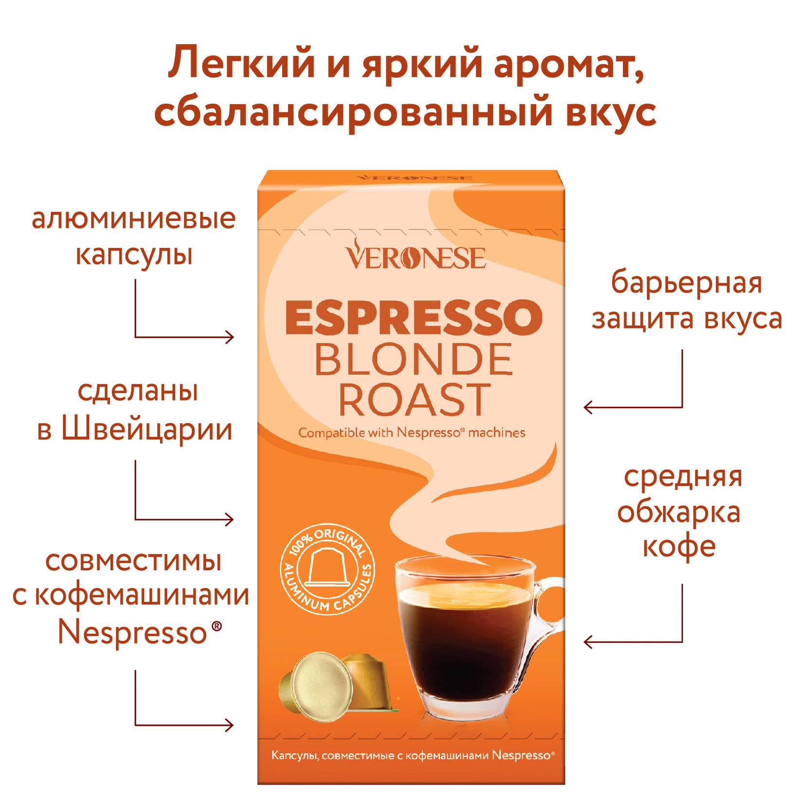 5604540 Кофе в капсулах Veronese ESPRESSO BLONDE ROAST STDN-0074535 - Вид №3