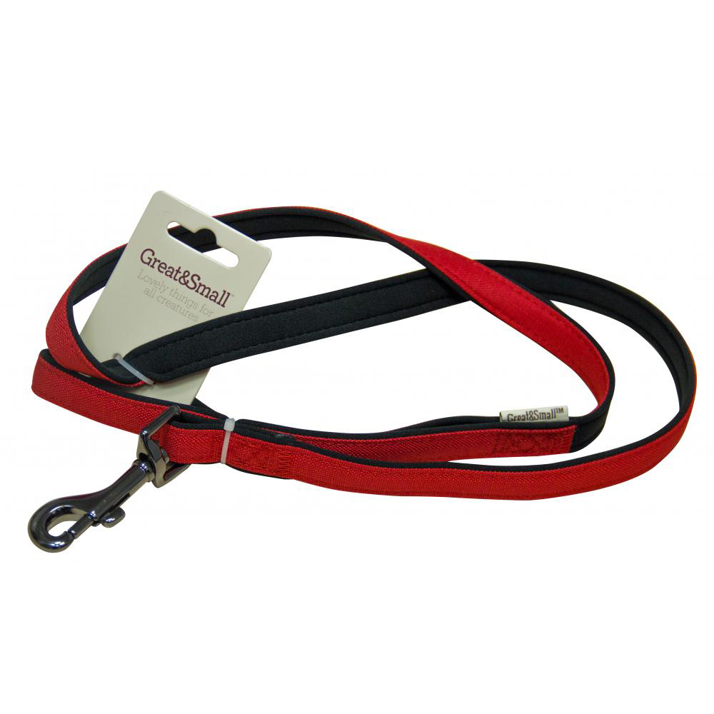 ПР0043657 Поводок для собак из высокопрочного рипстопа 20х1200мм неопрен красный Great&Small 