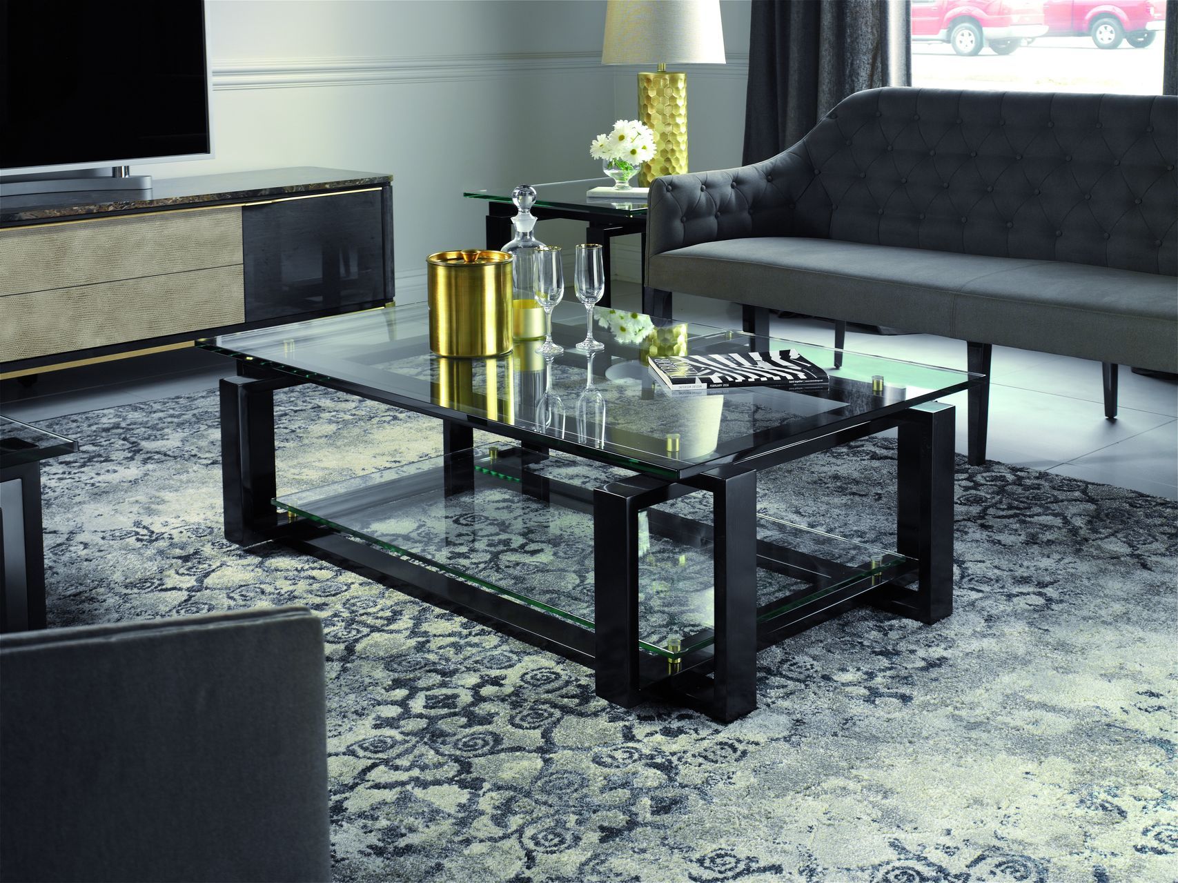 Низкий прямоугольный стеклянный журнальный столик Hurtado Evolution ARCH-00046846 - Вид №1