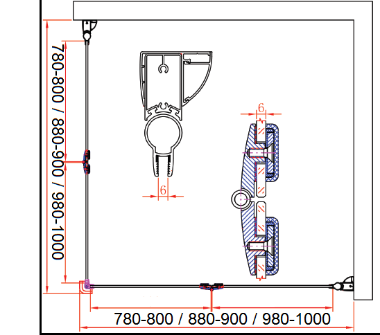 Душевой уголок CEZARES ELENA-W-ASH-2-80/90-C-Cr - Вид №4