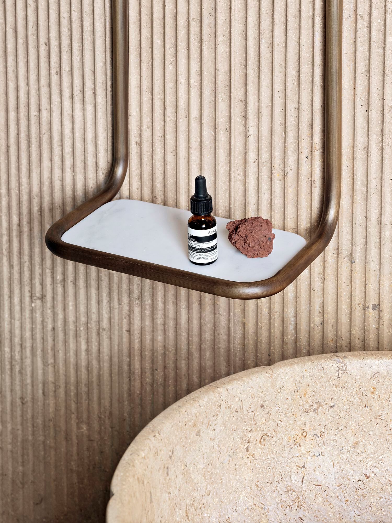 Мраморная и латунная полка для ванной комнаты LUCE DI CARRARA Оскар ARCH-00107302 - Вид №3