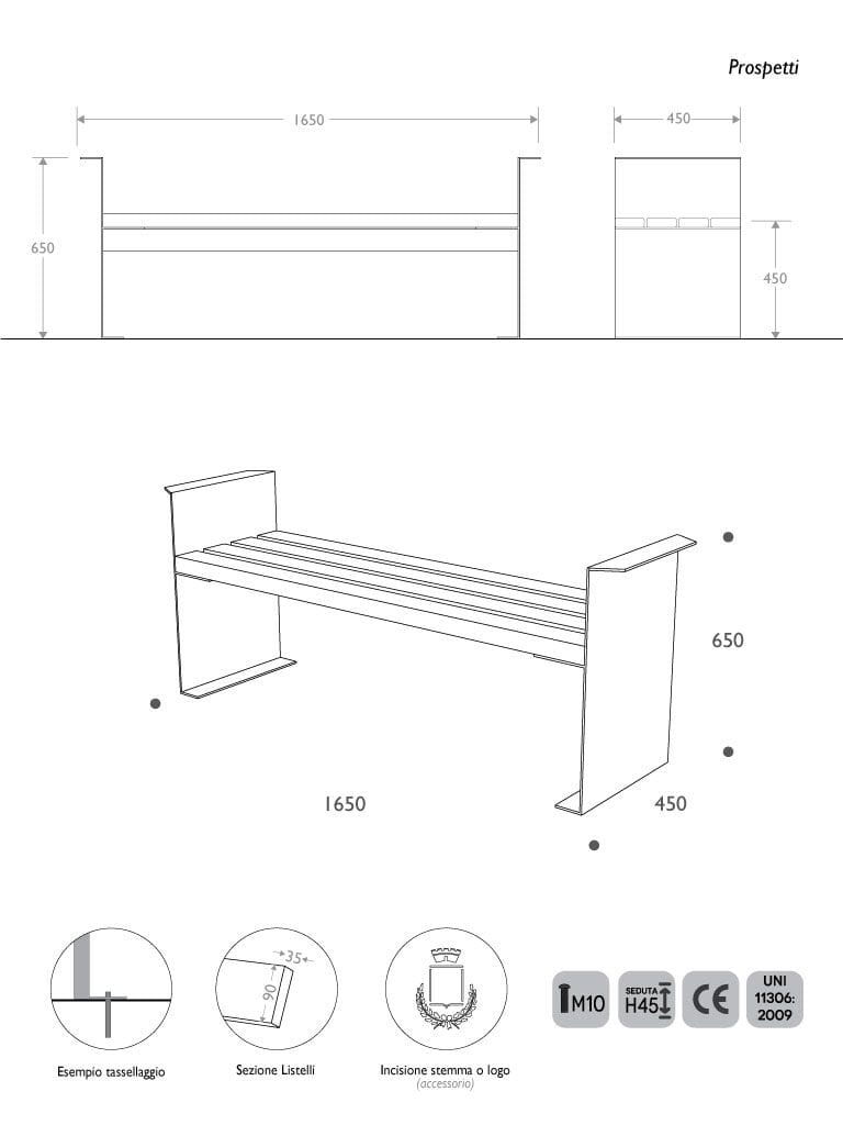 Переработанная пластиковая скамейка без спинки EUROCOMITALIA современная мебель ARCH-00045648 - Вид №2