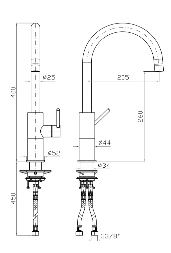 Смеситель для кухни из нержавеющей стали с поворотным изливом Zucchetti ZHK440 ARCH-00147449 - Вид №6