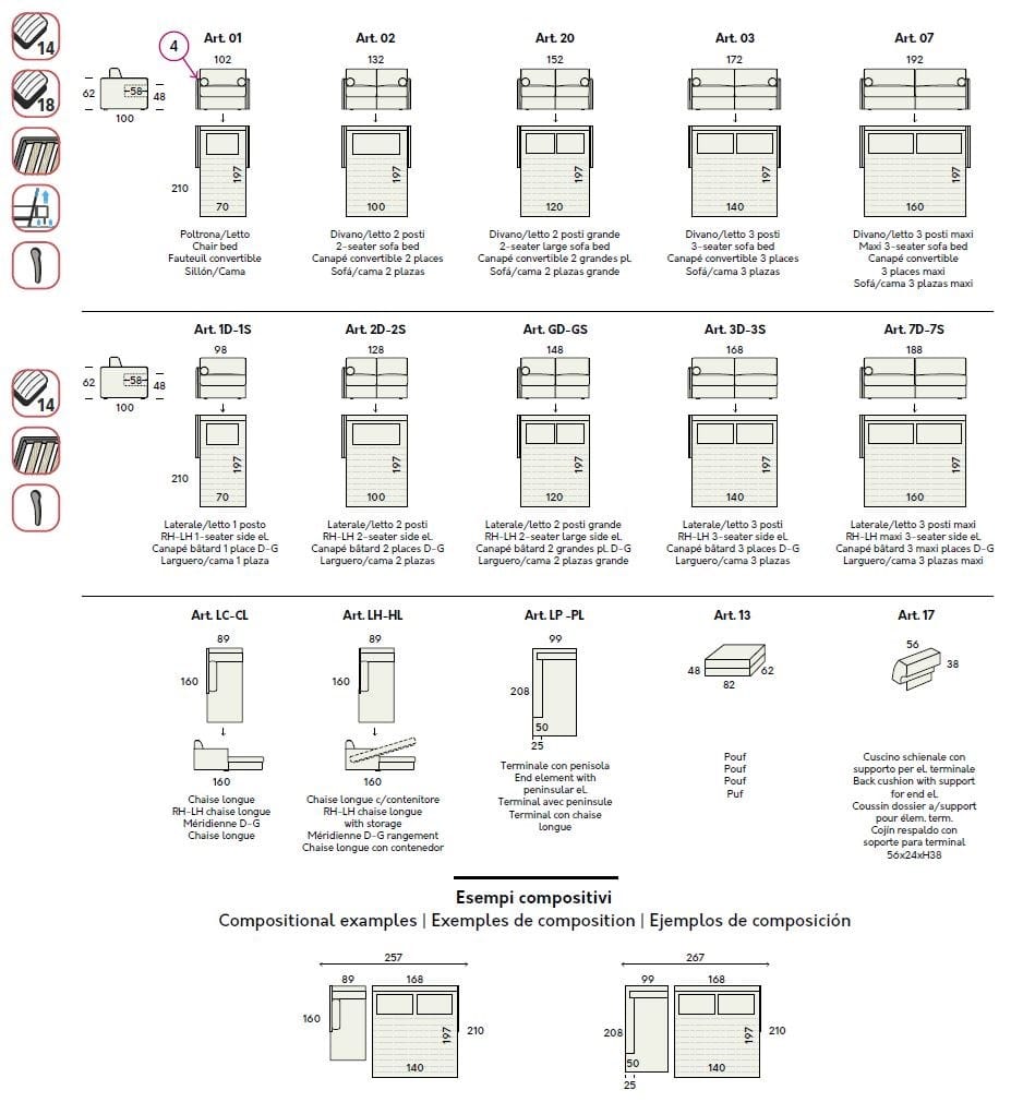Двуспальный диван-кровать из ткани Felis Day &amp ARCH-00048054 - Вид №11