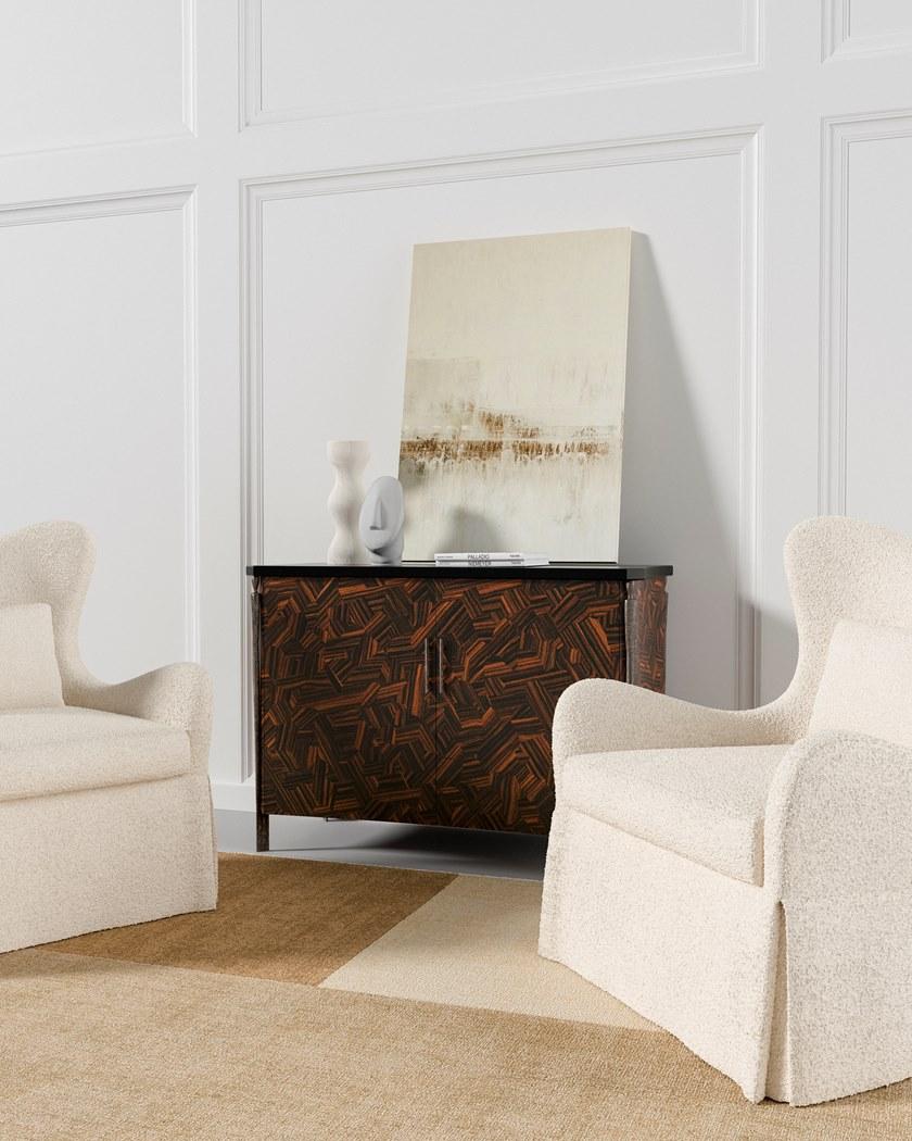 JOSÉ LEITE DE CASTRO Комод из черного дерева и мрамора с распашными дверцами  10405597  - Вид №1