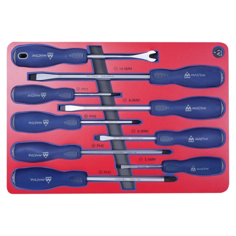 МАСТАК Набор отверток силовых, ложемент, 9 предметов Верстакофф 5-4009D