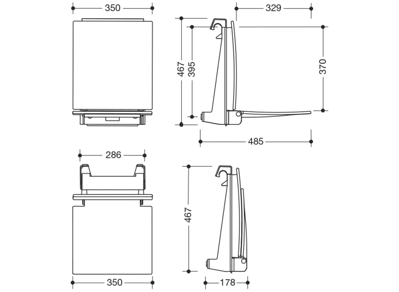 950.51.11190 подвесное сиденье HEWI System 800 K  - Вид №1