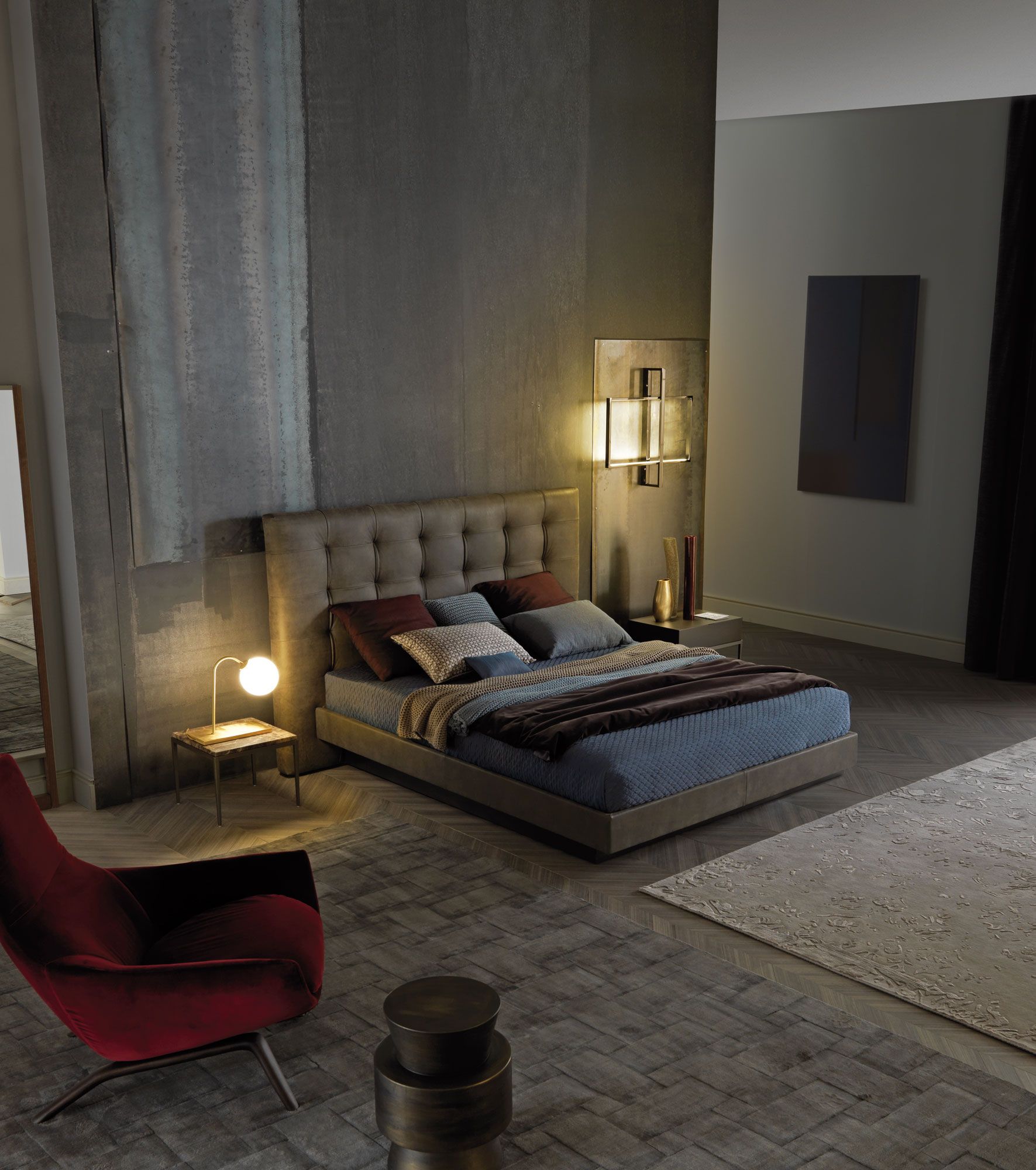 Кожаная двуспальная кровать с мягким изголовьем MisuraEmme FRIDA ARCH-00151181 - Вид №3