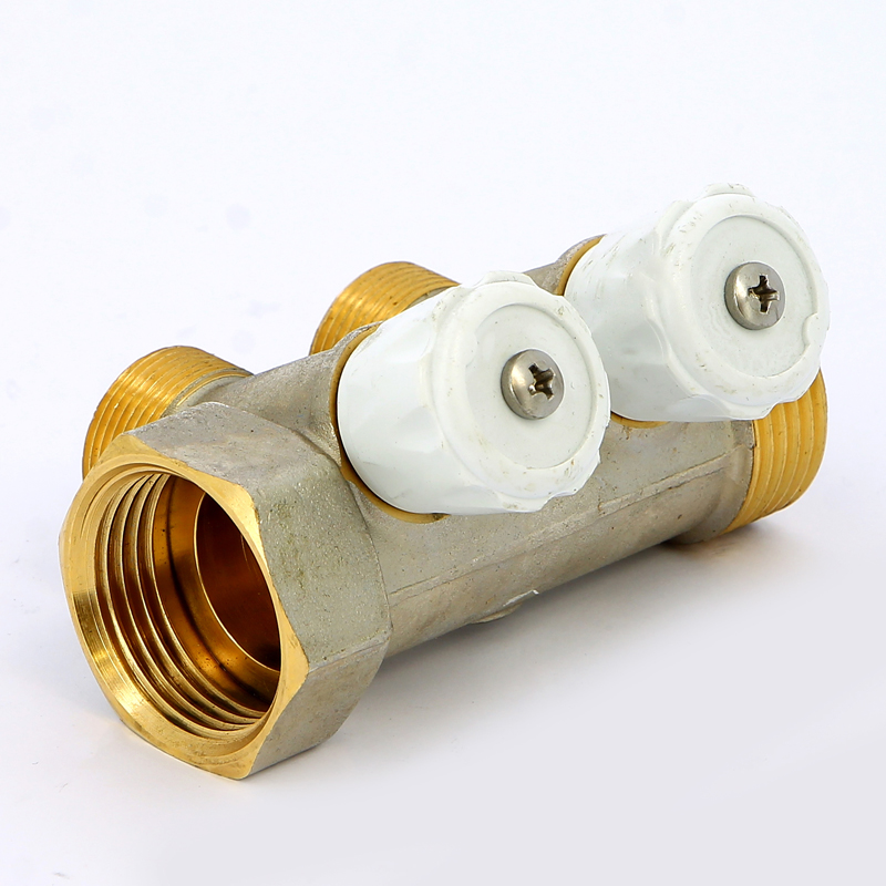 Коллектор НВ 1" с вентилями никелированный EMMETI 2 выхода М24х19 36мм 01307280 - Вид №2