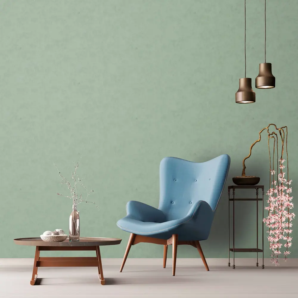 Erismann Plaster: флизелиновые обои зеленые с текстурой штукатурки 89370724 STLM-0815459 - Вид №3