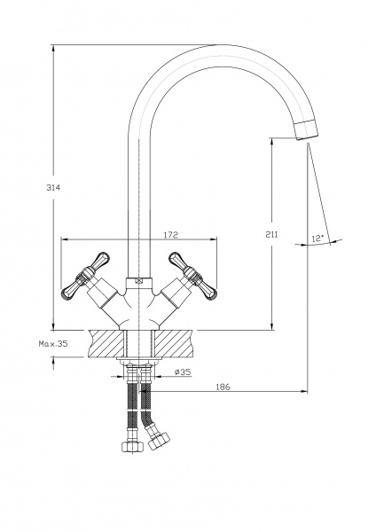 Смеситель для кухни Rush Bianki BI7650-24 высокий хром 1152317 - Вид №1