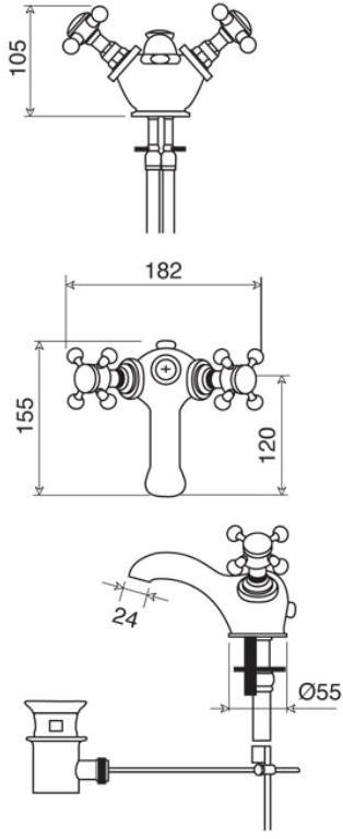 Gentry Home Смеситель для умывальника из латуни с одним отверстием Mayfair sun-id-1354771 - Вид №1