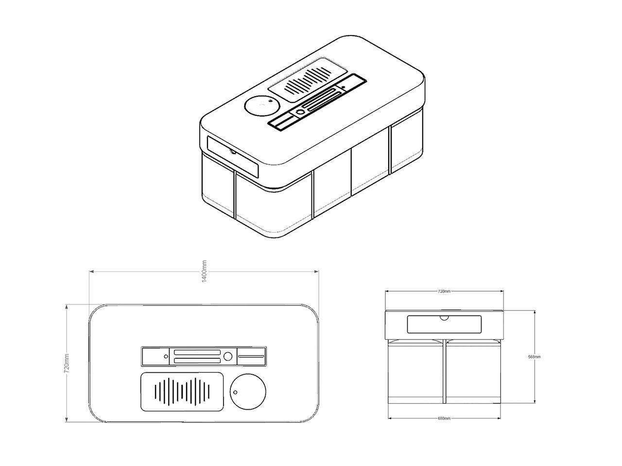 Прямоугольный стол для общественных мест со встроенными стульями MaxForm Titan ARCH-00062716 - Вид №6