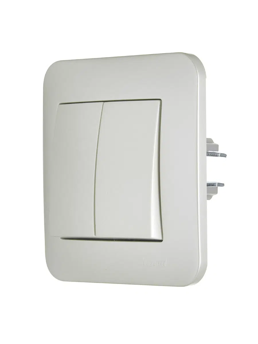 ASTI Выключатель двойной жемчужно-белый перламутр LEZARD 7081-3030-101 - Вид №3