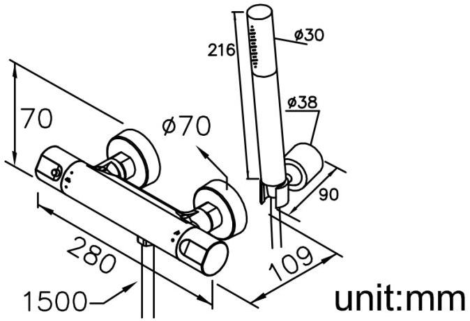 JUSTIME Термостатический смеситель для душа из хромированной латуни с ручным душем Still one 6771-t3-81cp - Вид №1