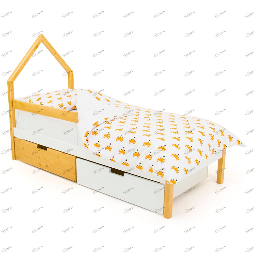 Детская кровать-домик мини Svogen дерево, белая БЕЛЬМАРКО  326842 Белый;желтый Santreyd 