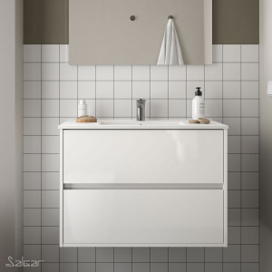 85044 SALGAR Мебель для умывальника NOJA 800 WHITE GLOSS LACQUERED + Раковина Глянцевый белый