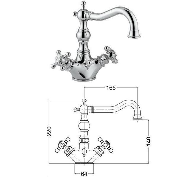 Смеситель для раковины хром Arcadia BN.ARC-8334CR Bugnatese 5440 - Вид №1