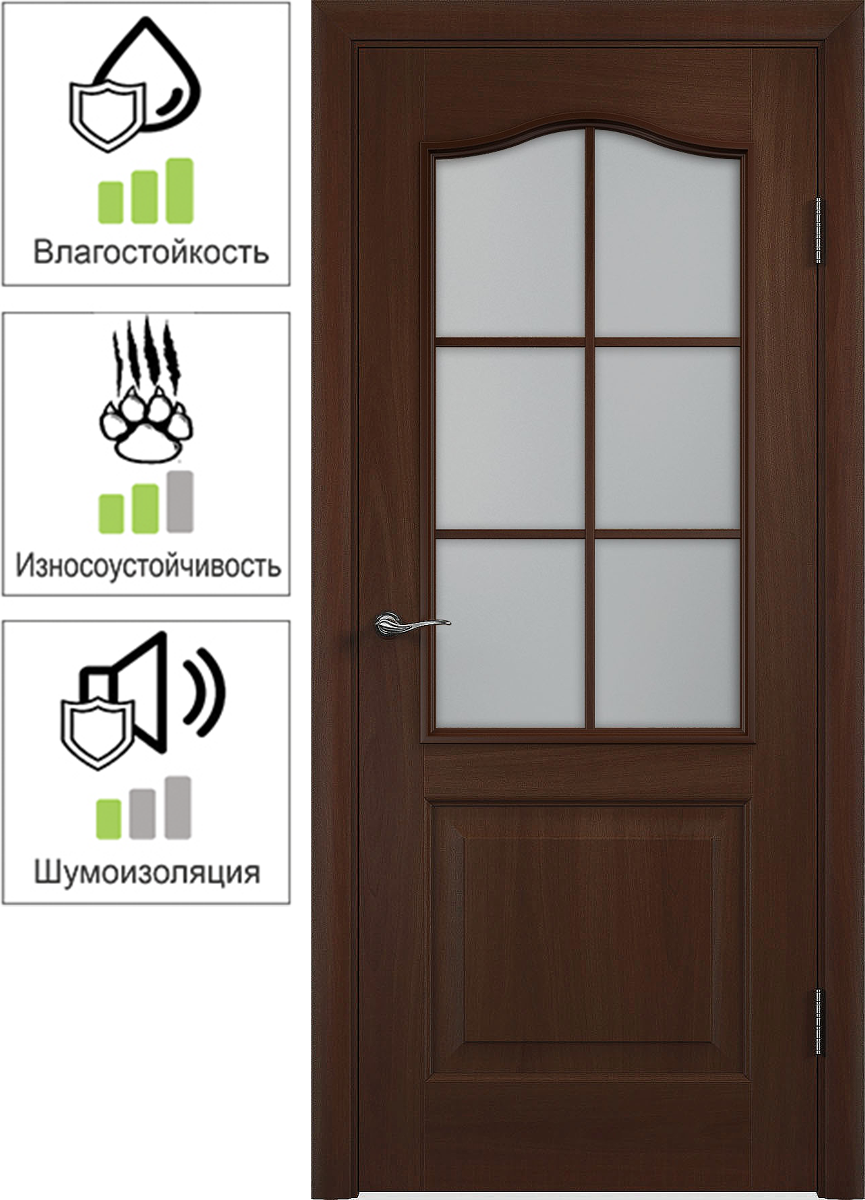 81946954 Дверь межкомнатная Антик остеклённая ПВХ ламинация цвет итальянский орех 60x200 см STLM-0014512 VERDA