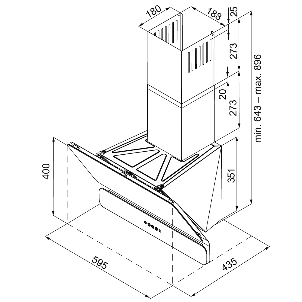 9046665 Вытяжка наклонная KRONA SATURN 600 DN BLACK 4S черный/черный STDN-0088386 - Вид №11