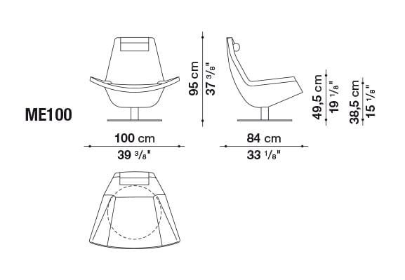 Тканевое вращающееся кресло B&B Italia ARCH-00038325 - Вид №2