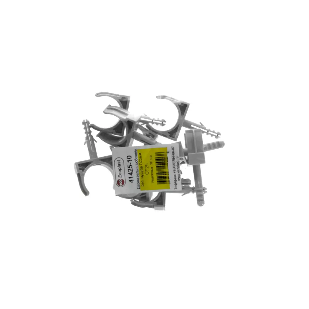 ЭКОПЛАСТ Держатель для труб 25 мм с дюбелями, 10 шт 10057078 STLM-1102371 - Вид №1