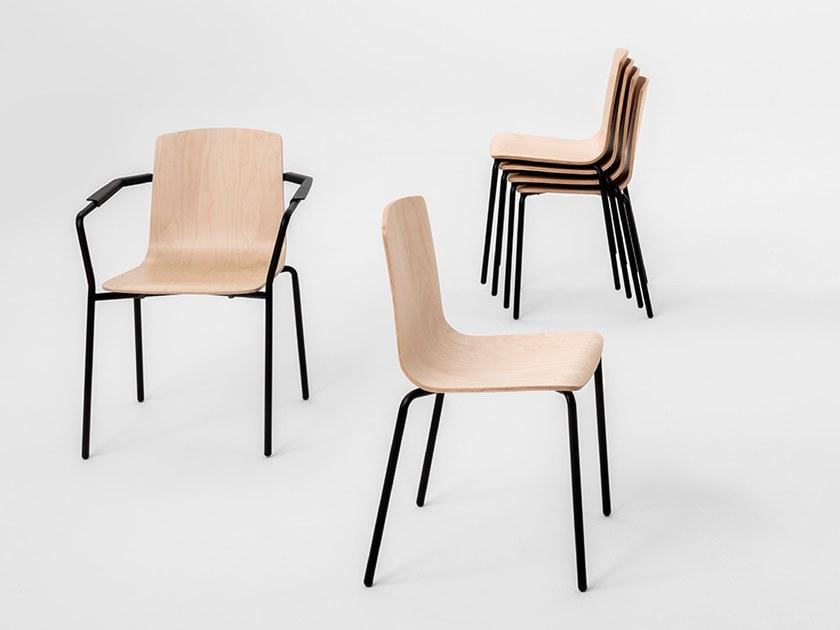 Mara Стул для конференций штабелируемый из бука с подлокотниками  3250l  - Вид №3