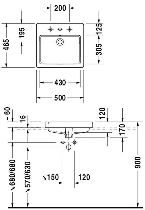 031550 Встроенная раковина под столешницу овальная Duravit Vero - Вид №1