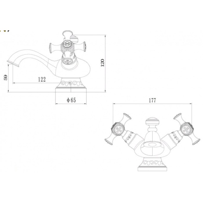 Zorg A 6011U-BR смеситель для умывальника Смеситель для кухни Zorg 177 х 120 мм  - Вид №2