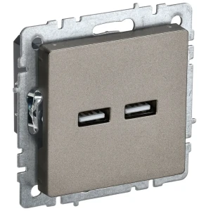 Розетка USB встраиваемая IEK Brite РЮ10-1-БрШ цвет шампань 87761642 STLM-2184124