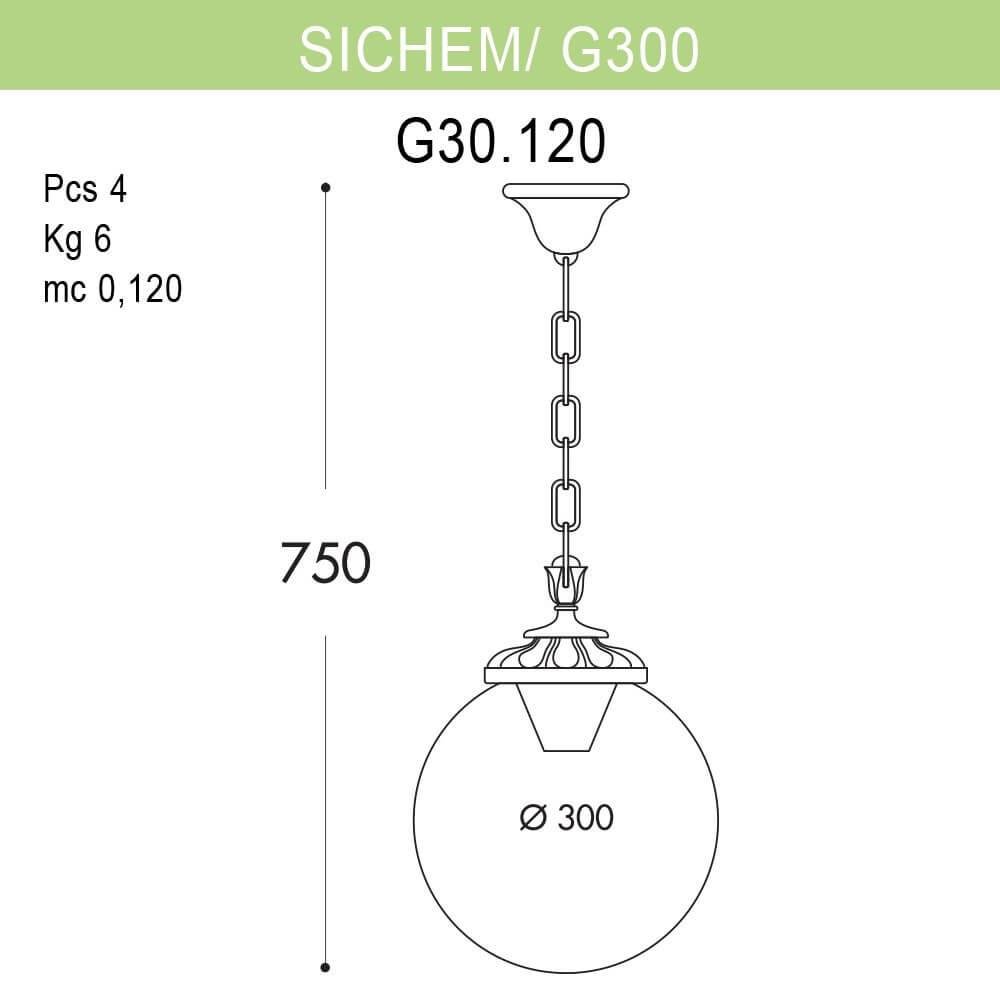 Уличный подвесной светильник Fumagalli Sichem/G300 G30.120.000.WYE27 FUMAGALLI SICHEM, G300 273218 Белый  - Вид №1