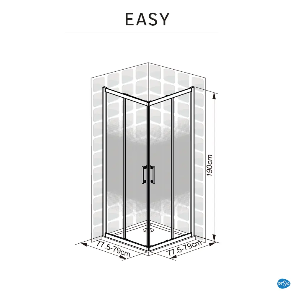 Комплект стекол для душевой ширмы Sensea Easy 80x80 см стекло с шелкографией, цвет профиля на выбор 88103663 STLM-2051898 - Вид №25