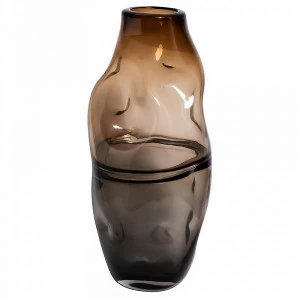 Ваза стеклянная асимметричная серо-коричневая от Garda Decor GARDA DECOR - 266935 Коричневый