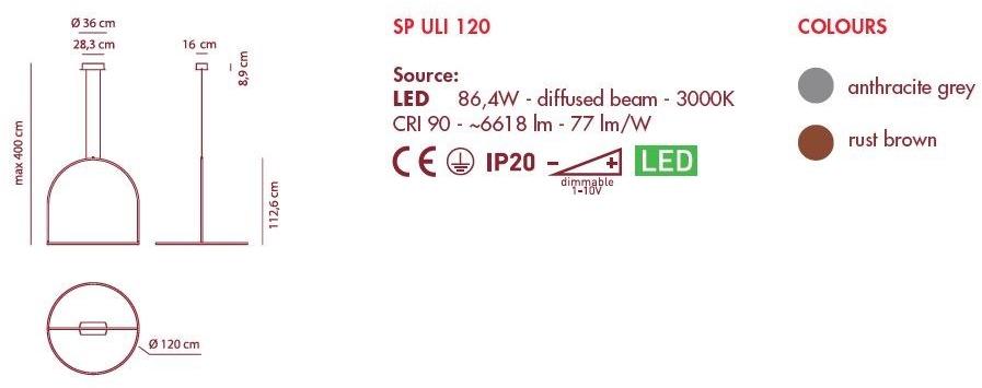AXOLIGHT Металлический светодиодный подвесной светильник U-light sun-id-1438468 - Вид №9