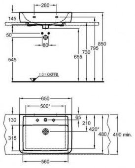 225165000 Накладная раковина на столешницу  прямоугольная Arbi  - Вид №1