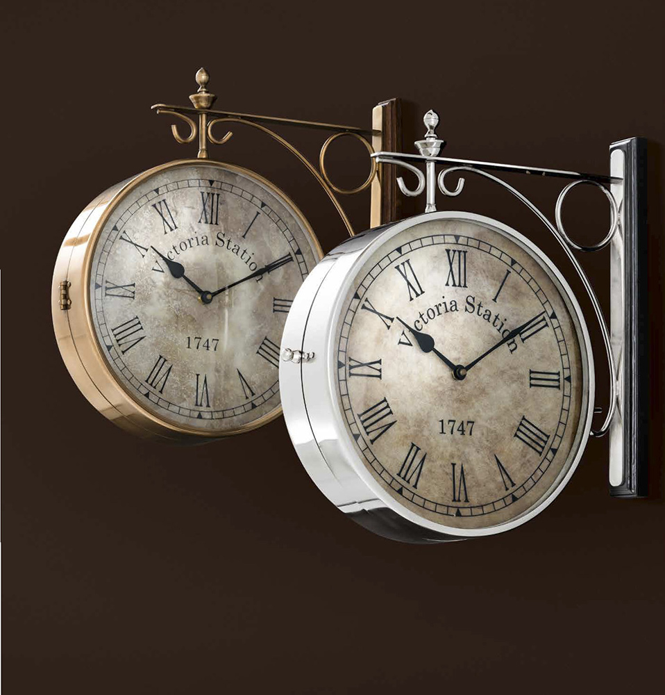 Часы настенные круглые 28 см бежевые Clock Station EICHHOLTZ ДИЗАЙНЕРСКИЕ 00-3883249 Бежевый;серебро  - Вид №1